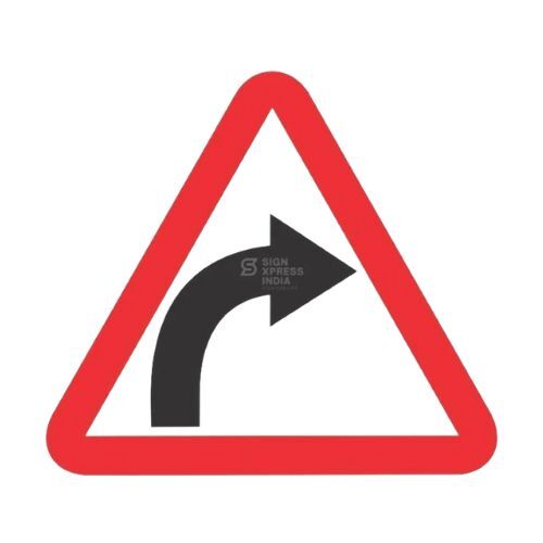 Right Hand Curve Sign Board | Aluminium | Thickness: 3 mm | Used in Road, Highway, School, Parking | Signxpress India